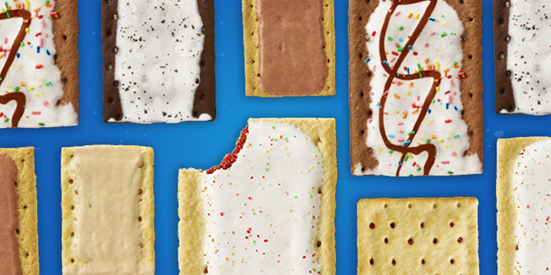 Various Pop Tarts on a blue background