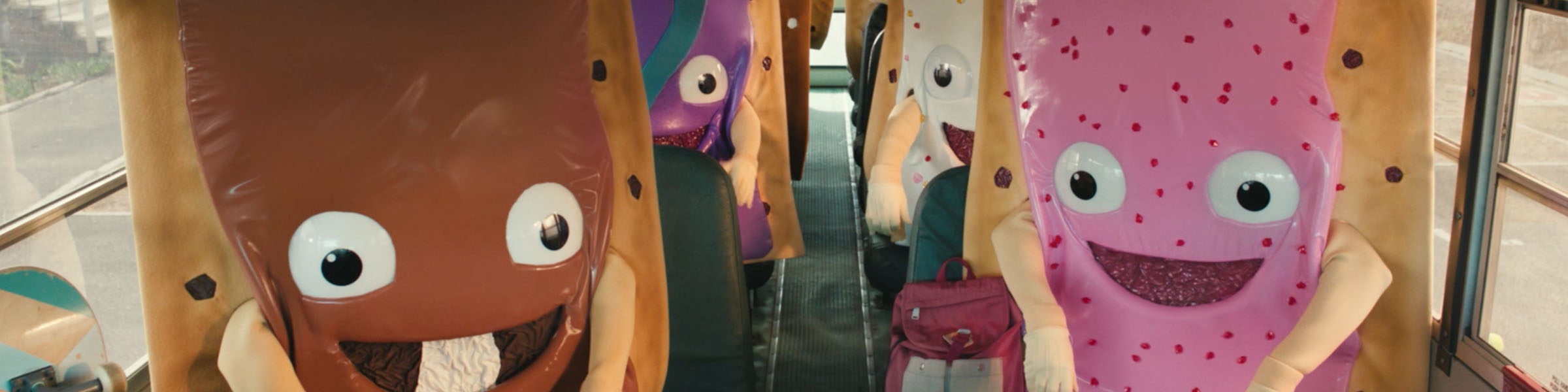 Pop-Tarts characters in a school bus